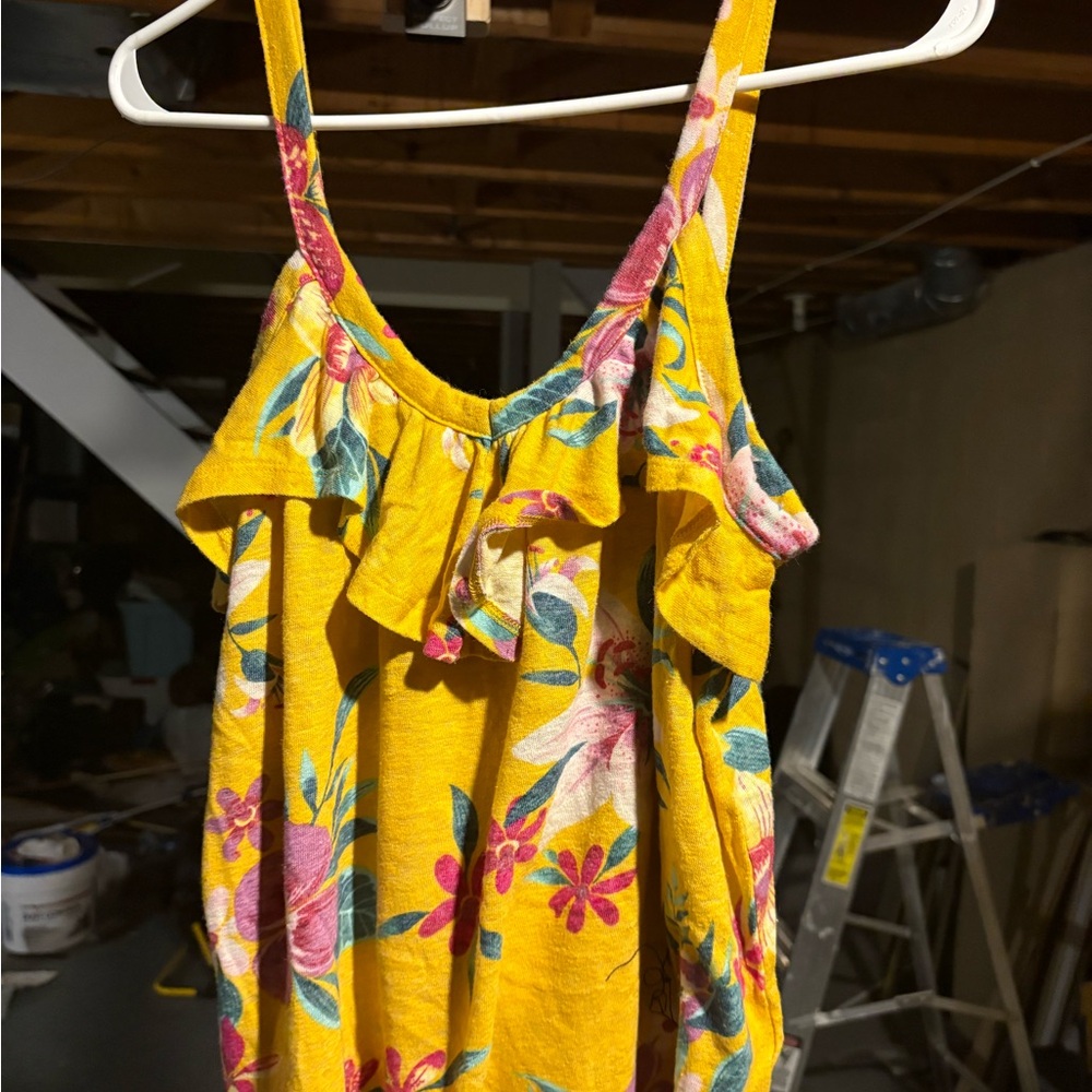 Old Navy Yellow Floral Camisole with Ruffle Straps